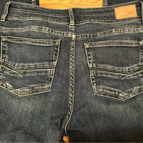 BKE Gabby Curvy Fit Bootcut Jeans - Dark Blue - Picture 1 of 4